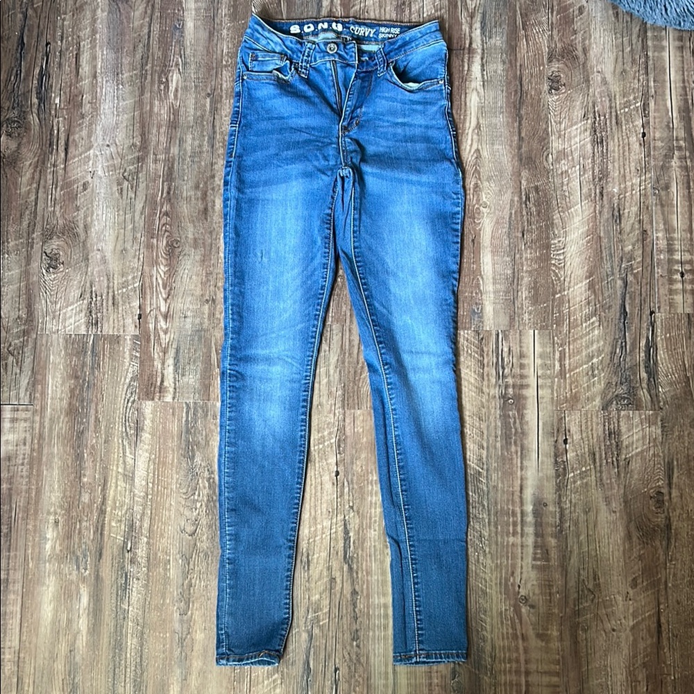 S.O. N. G. Curve Blue Skinny Jeans with Stretch High-Rise